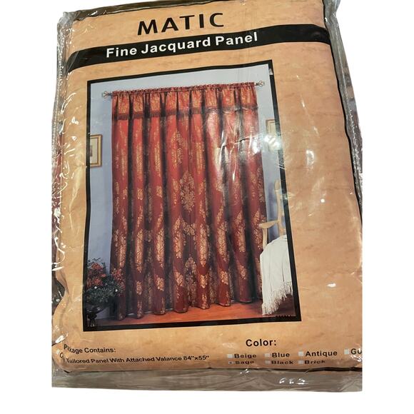 Drapes Curtains Jacquard Panels by Matic 3 Panels 84x55 Sage embossed floral - Picture 9 of 9